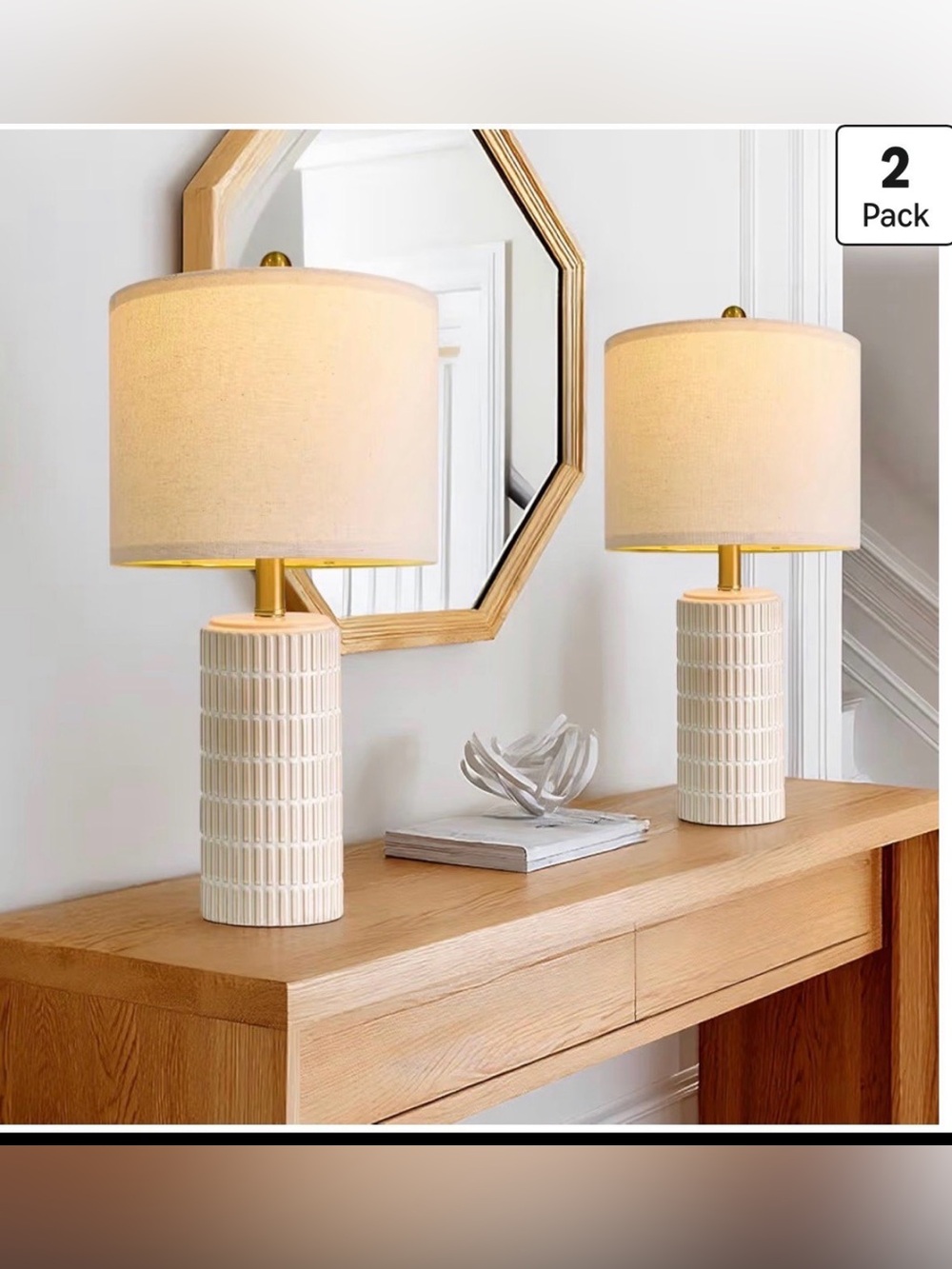PoKat 20.75" Small Modern Ceramic Table Lamps Set of 2 for Bedroom